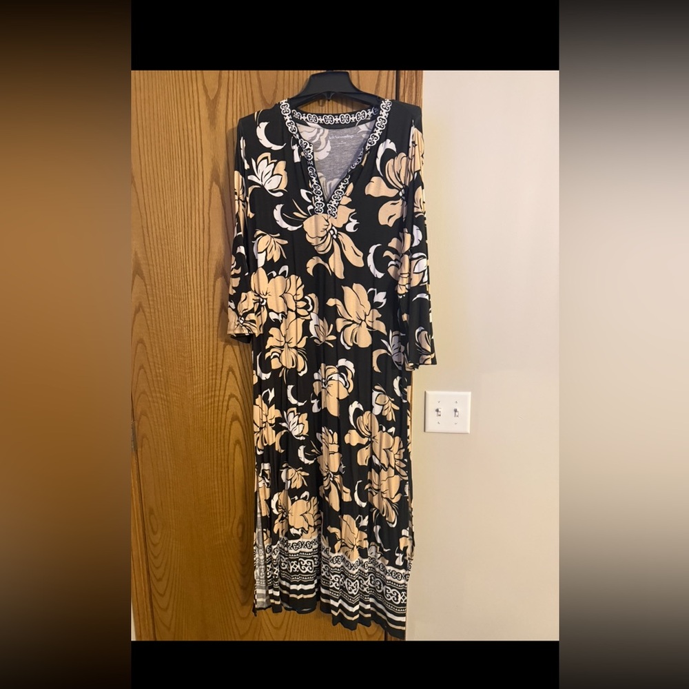Soft Surroundings Black and Beige Floral Maxi Dress